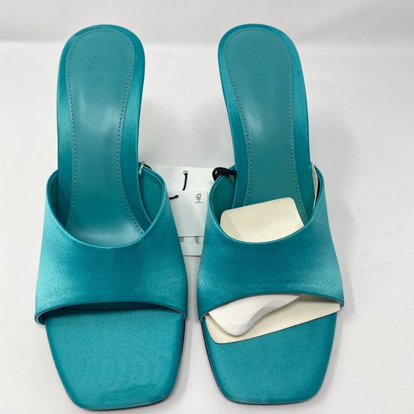 Zara Shoes Nwt Zara Teal Blue Green Clear Acrylic Heeled Sandals
